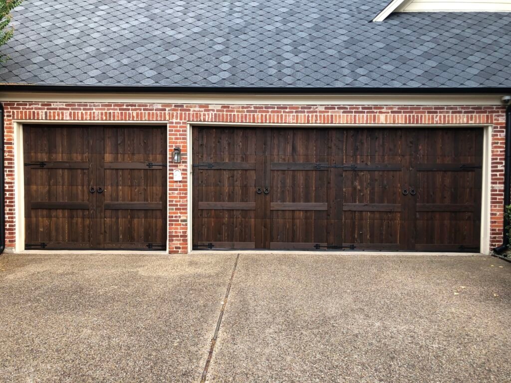 Garage doors at a multi-bay property during maintenance service