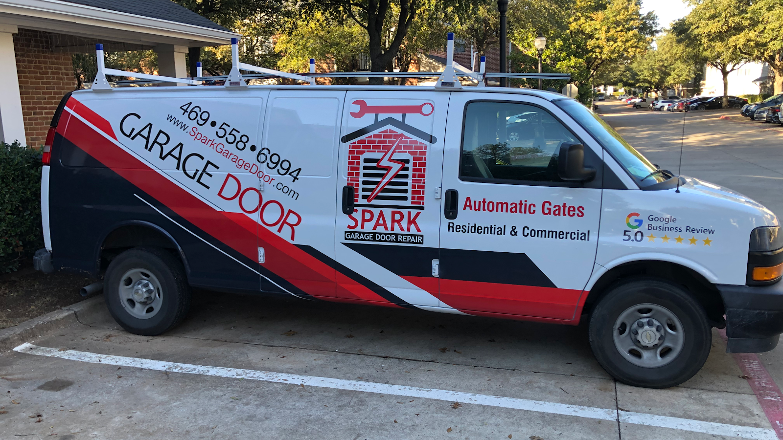 Spark Garage Door Repair service van in Dallas–Fort Worth